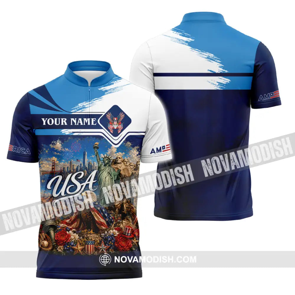 Unisex Shirt - Custom USA Shirt - Zipper Polo Shirt / S - T-shirt