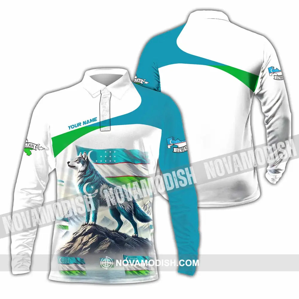 Unisex Shirt - Custom Uzbekistan Shirt - Long Sleeve Polo / S - T-shirt