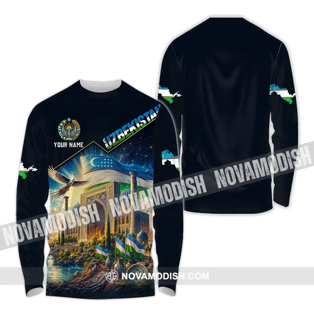 Unisex Shirt - Custom Uzbekistan Shirt - Long Sleeve Shirt / S - T-shirt