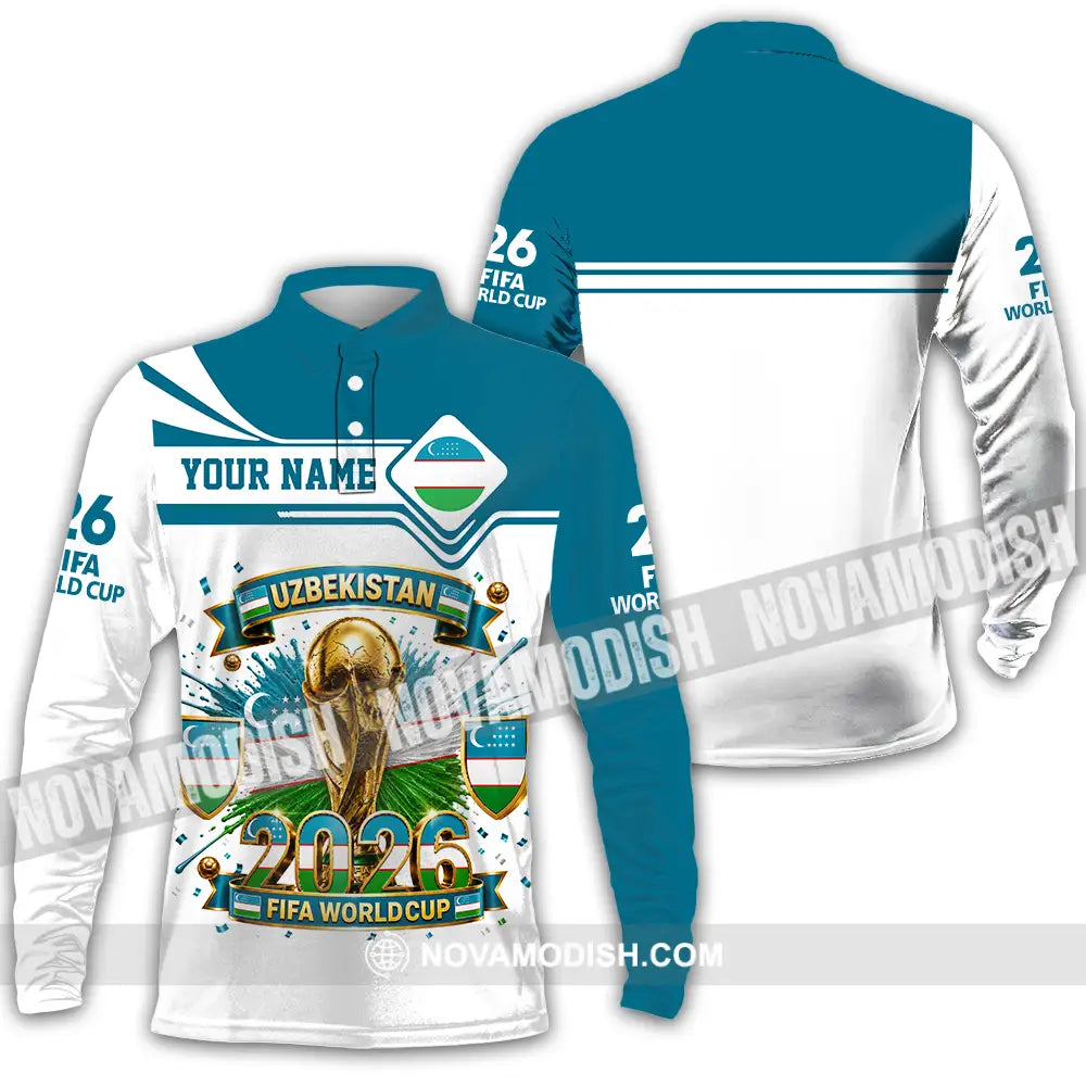 Unisex Shirt - Custom Uzbekistan World Cup 2026 Shirt - Long Sleeve Polo / S - T-shirt
