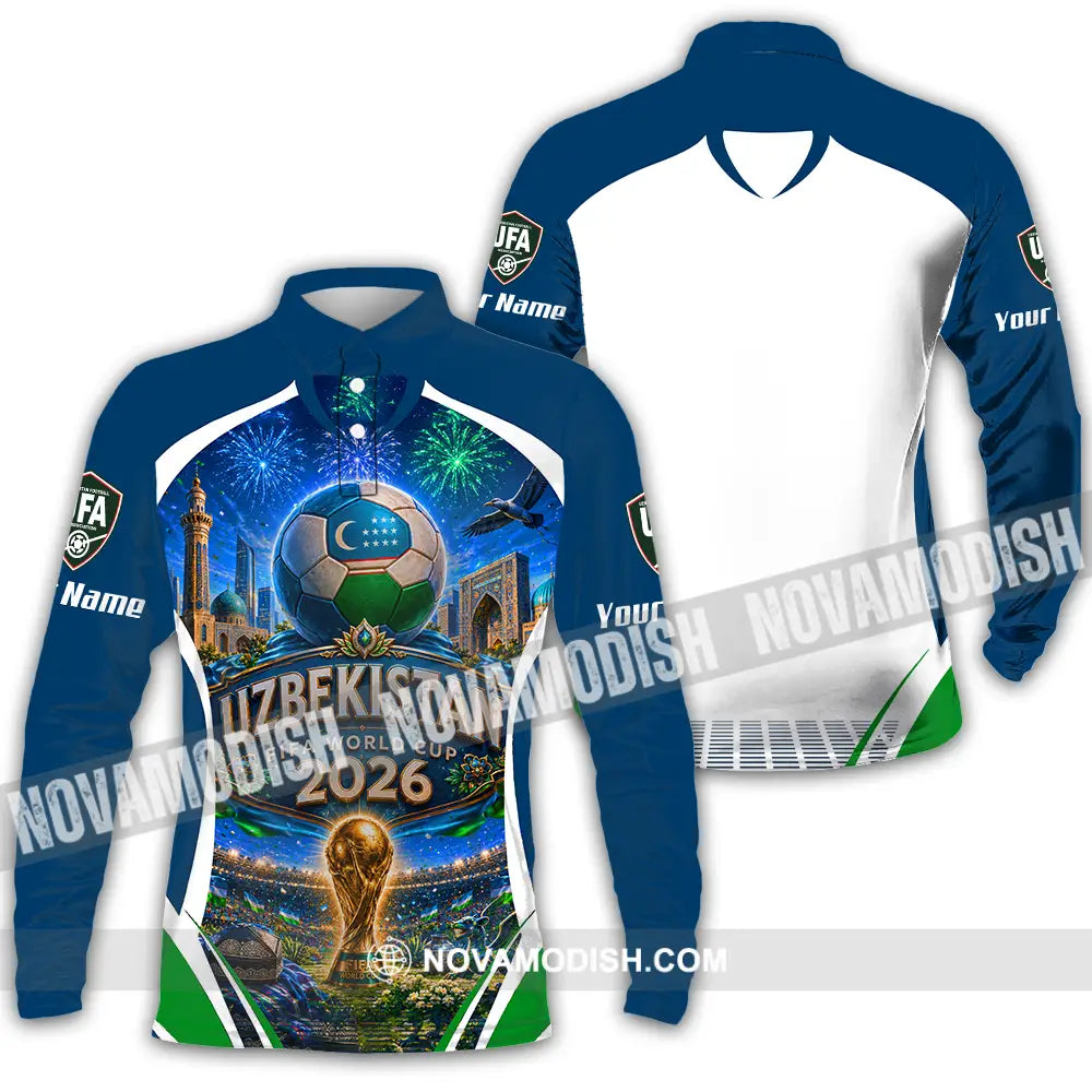 Unisex Shirt - Custom Uzbekistan World Cup 2026 Shirt - Long Sleeve Polo / S - T-shirt