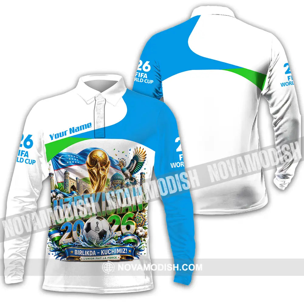 Unisex Shirt - Custom Uzbekistan World Cup 2026 Shirt - Long Sleeve Polo / S - T-shirt