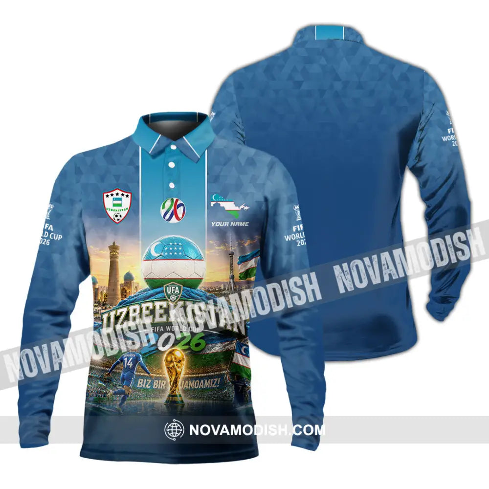 Unisex Shirt - Custom Uzbekistan World Cup 2026 Shirt - Long Sleeve Polo / S - T-shirt