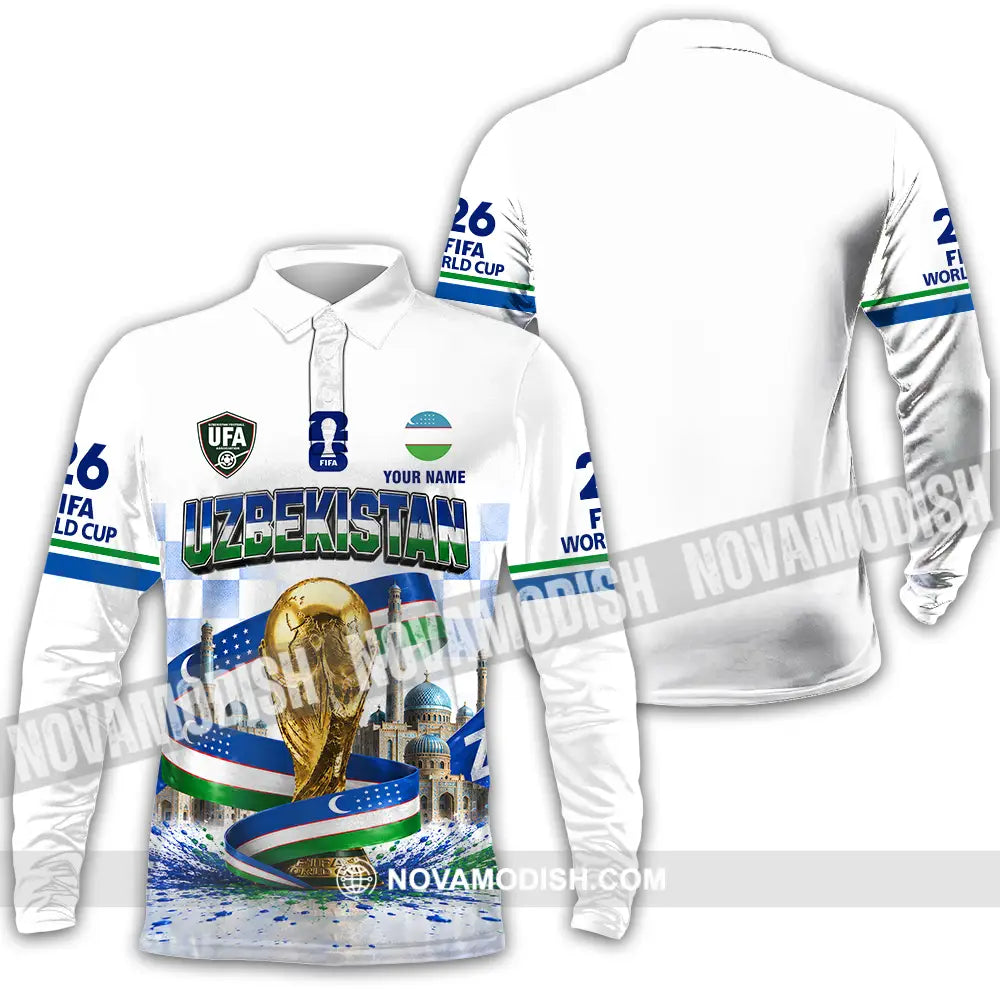 Unisex Shirt - Custom Uzbekistan World Cup 2026 Shirt - Long Sleeve Polo / S - T-shirt