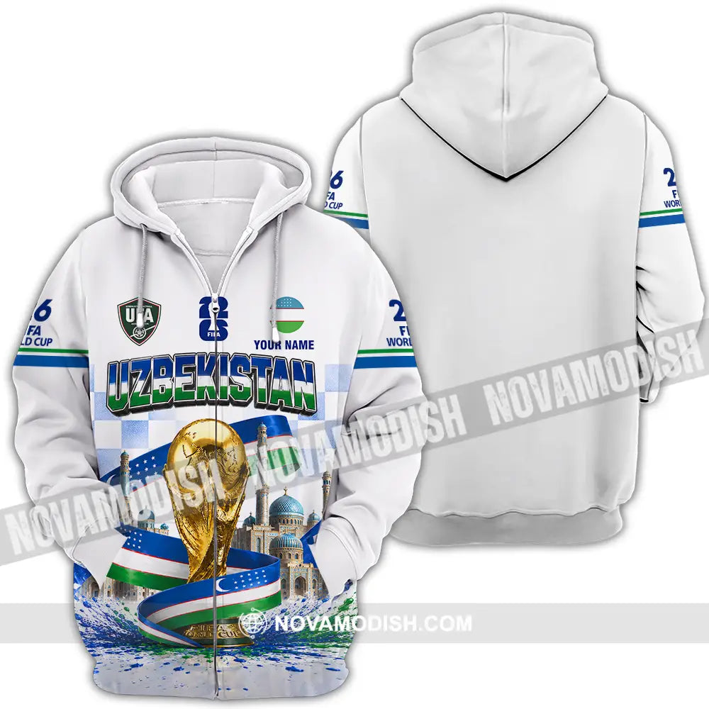 Unisex Shirt - Custom Uzbekistan World Cup 2026 Shirt - Zipper Hoodie / S - T-shirt