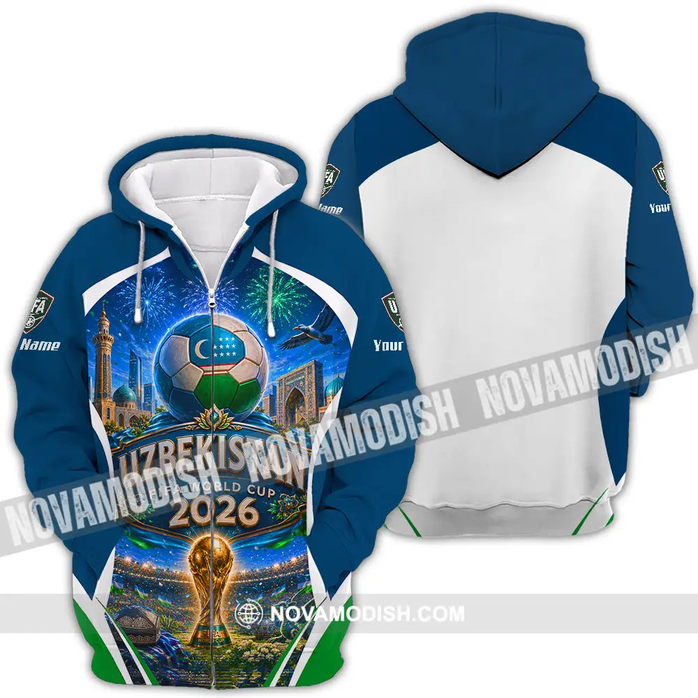 Unisex Shirt - Custom Uzbekistan World Cup 2026 Shirt - Zipper Hoodie / S - T-shirt