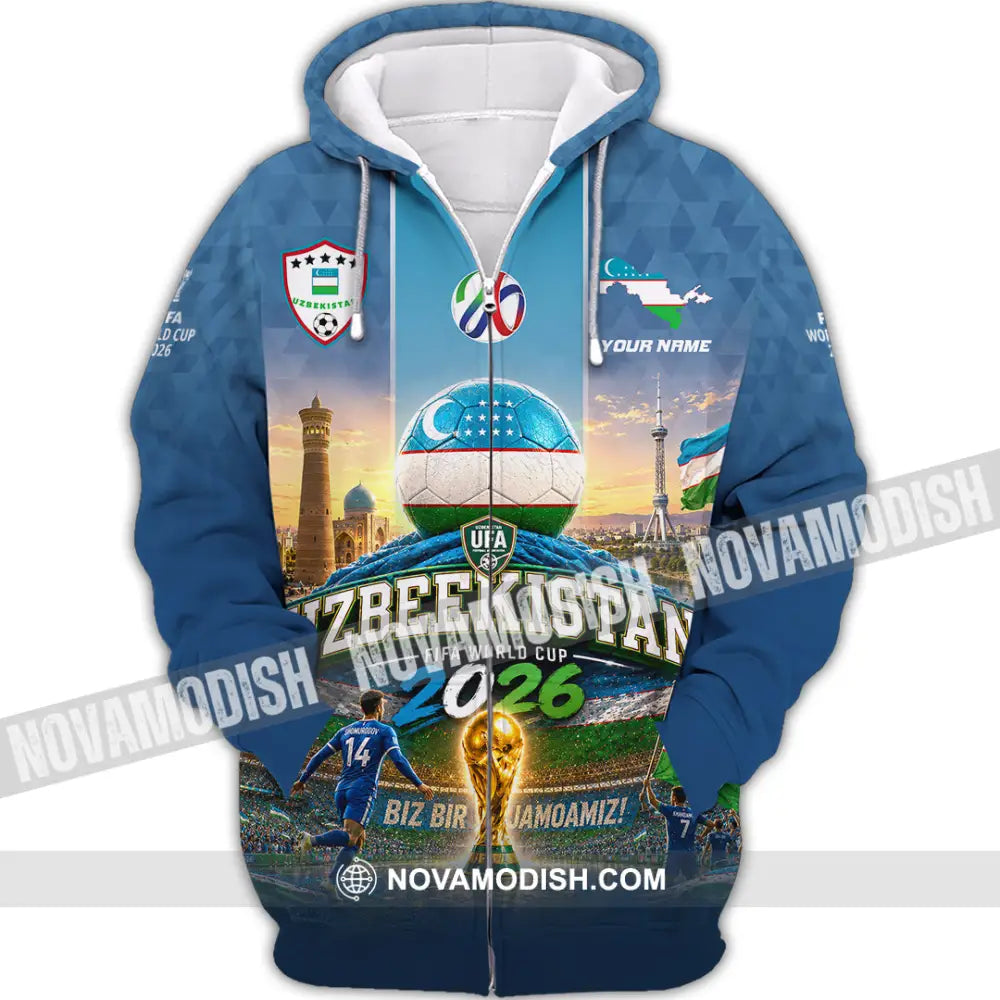 Unisex Shirt - Custom Uzbekistan World Cup 2026 Shirt - Zipper Hoodie / S - T-shirt