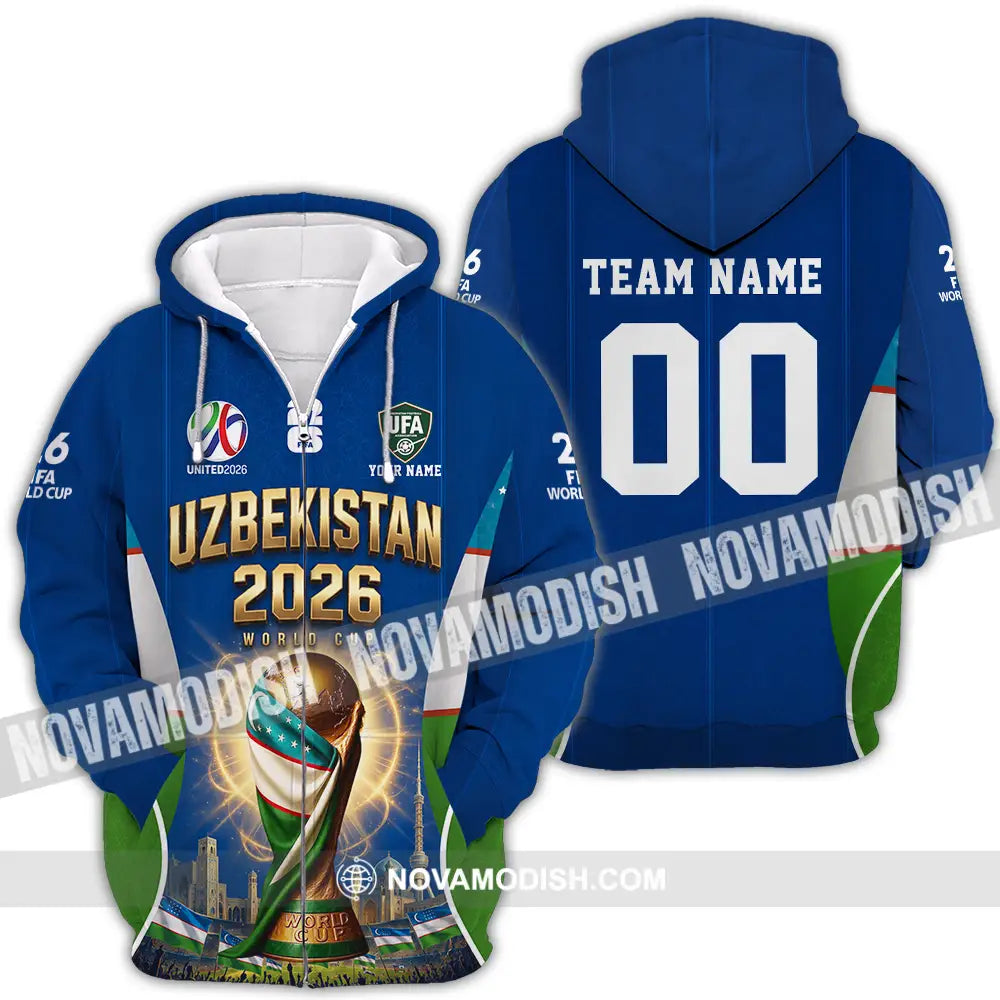 Unisex Shirt - Custom Uzbekistan World Cup 2026 Shirt - Zipper Hoodie / S - T-shirt