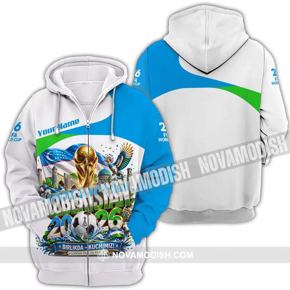 Unisex Shirt - Custom Uzbekistan World Cup 2026 Shirt - Zipper Hoodie / S - T-shirt