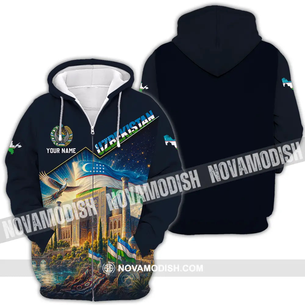 Unisex Shirt - Custom Uzbekistan Shirt - Zipper Hoodie / S - T-shirt