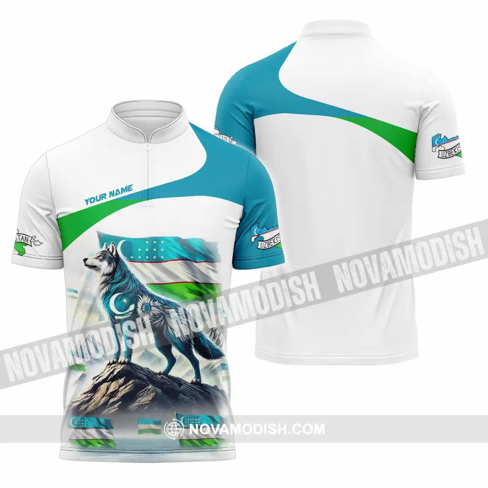 Unisex Shirt - Custom Uzbekistan Shirt - Zipper Polo Shirt / S - T-shirt
