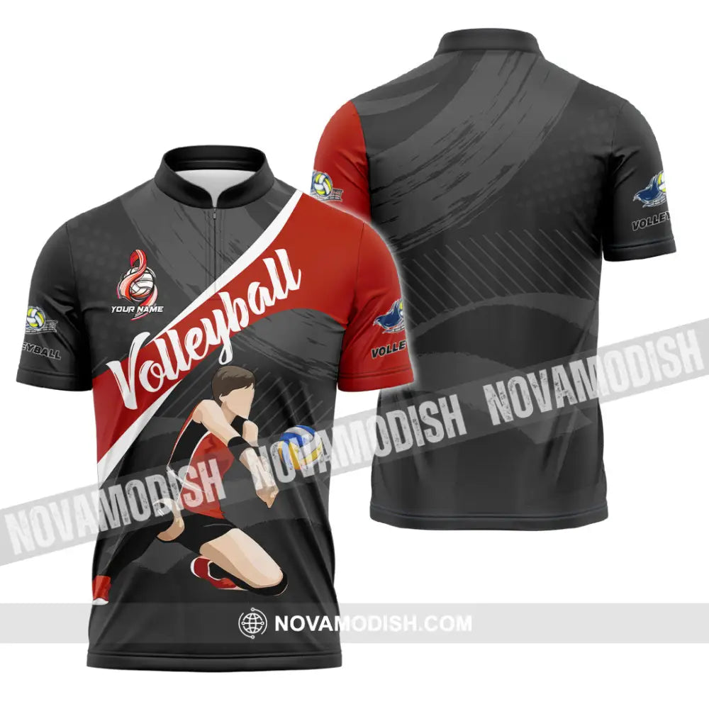 Unisex Shirt - Custom Volleyball 3D Shirt - Zipper Polo Shirt / S - T-shirt