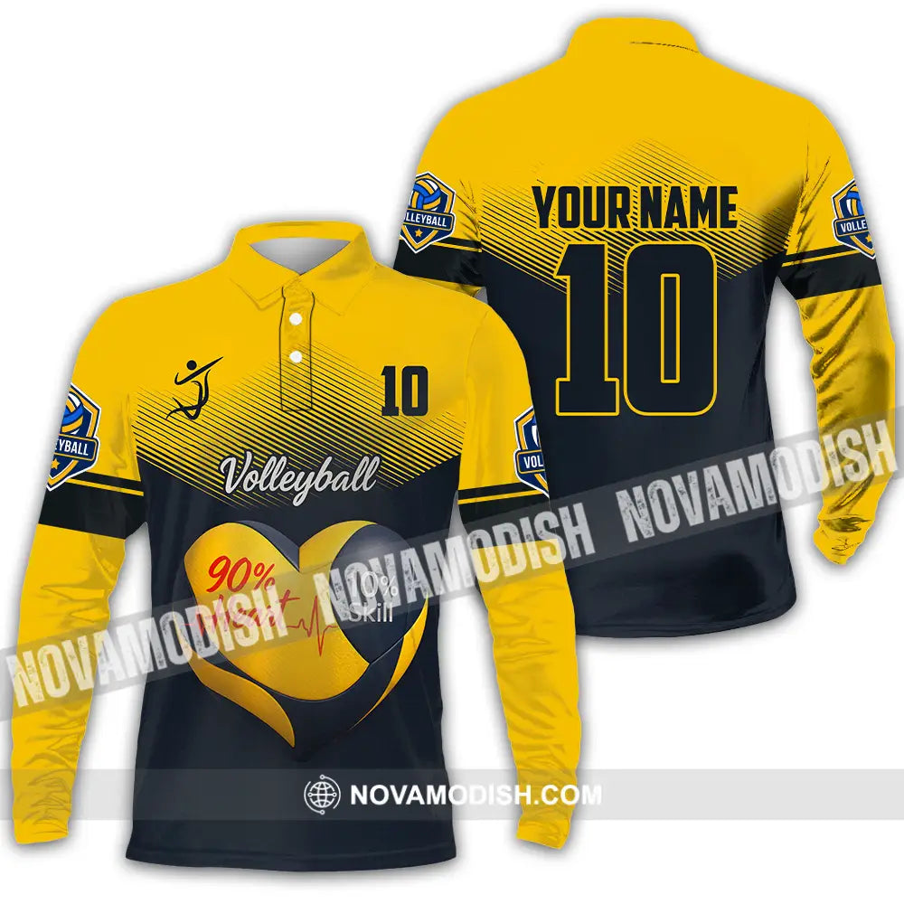 Unisex Shirt - Custom Volleyball 90% Heart 10% Skill Shirt Long Sleeve Polo / S T-shirt