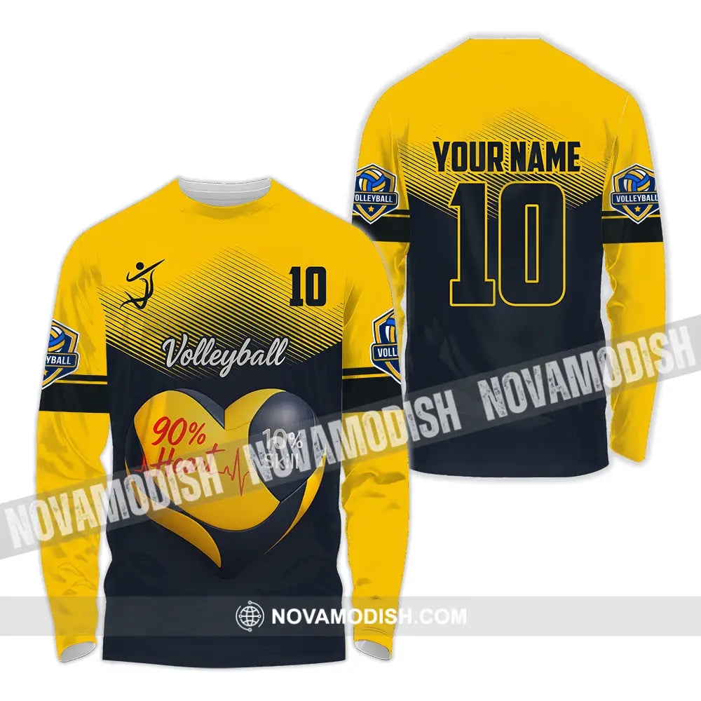 Unisex Shirt - Custom Volleyball 90% Heart 10% Skill Shirt Long Sleeve Shirt / S T-shirt