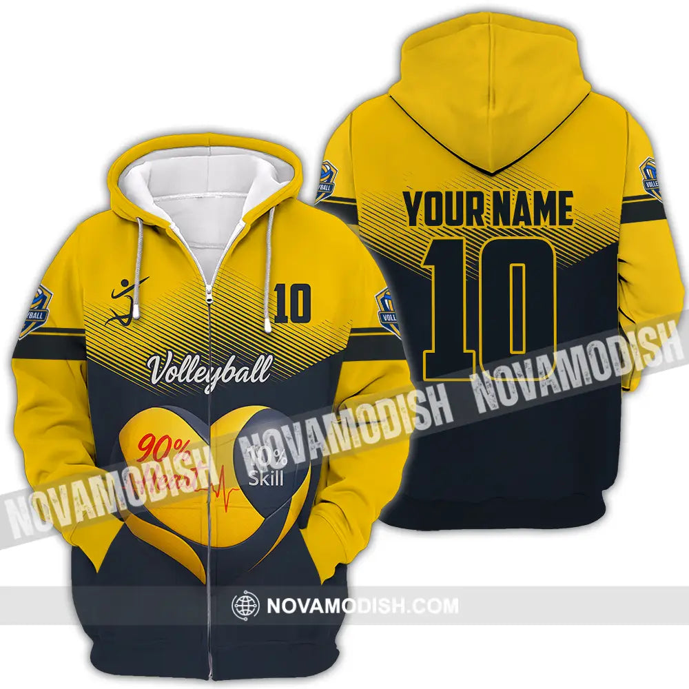 Unisex Shirt - Custom Volleyball 90% Heart 10% Skill Shirt Zipper Hoodie / S T-shirt