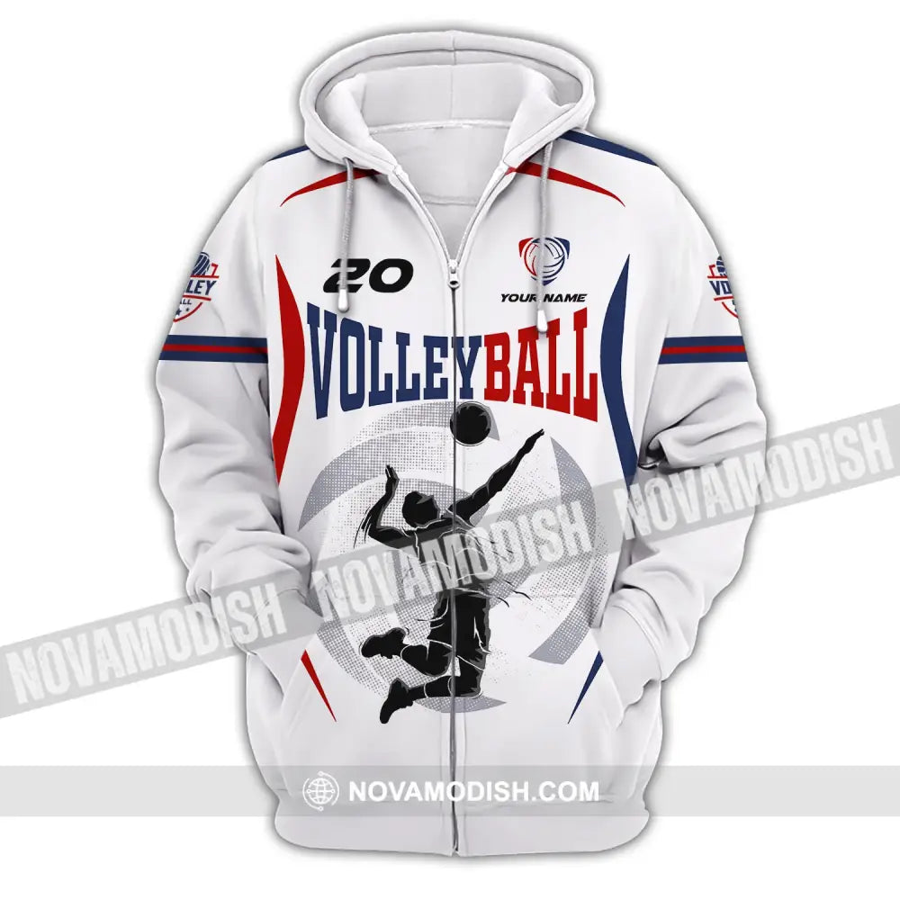 Unisex Shirt Custom Volleyball T-Shirt For Club Gift Players Zipper Hoodie / S