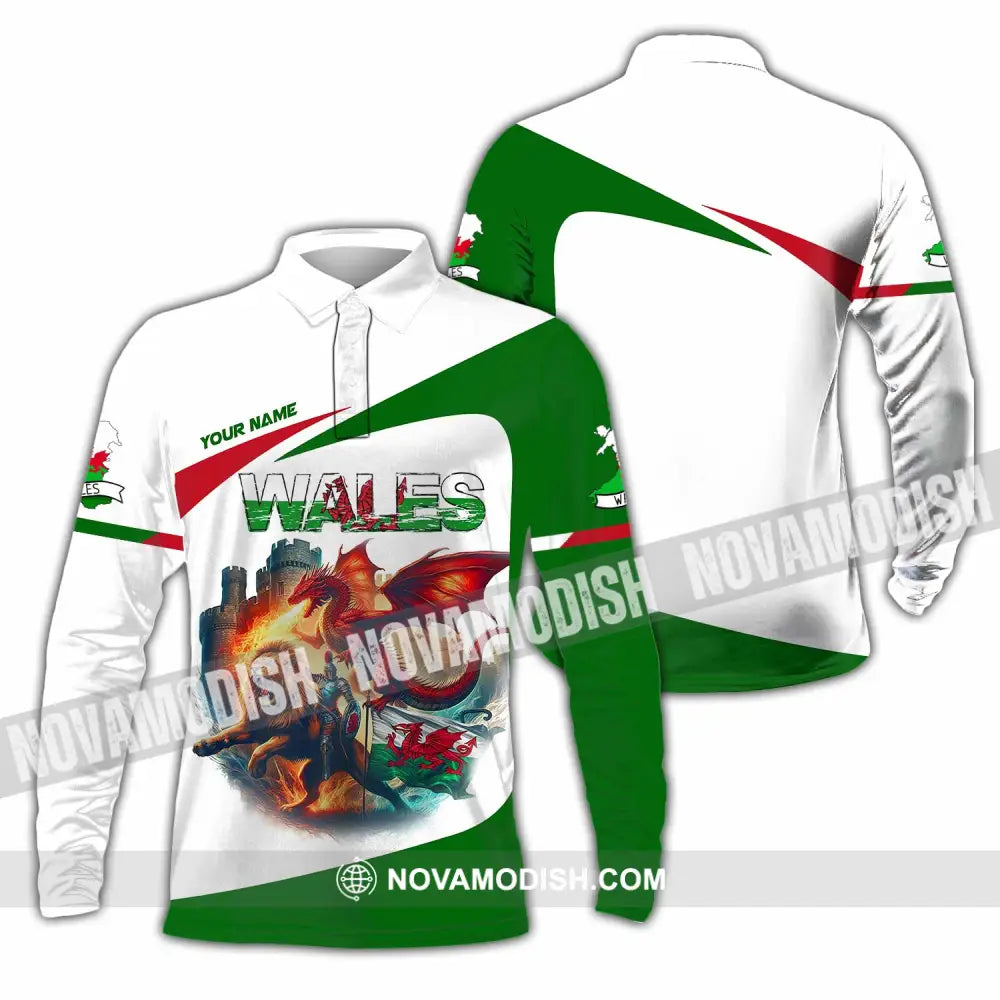 Unisex Shirt - Custom Wales Shirt Long Sleeve Polo / S T-shirt