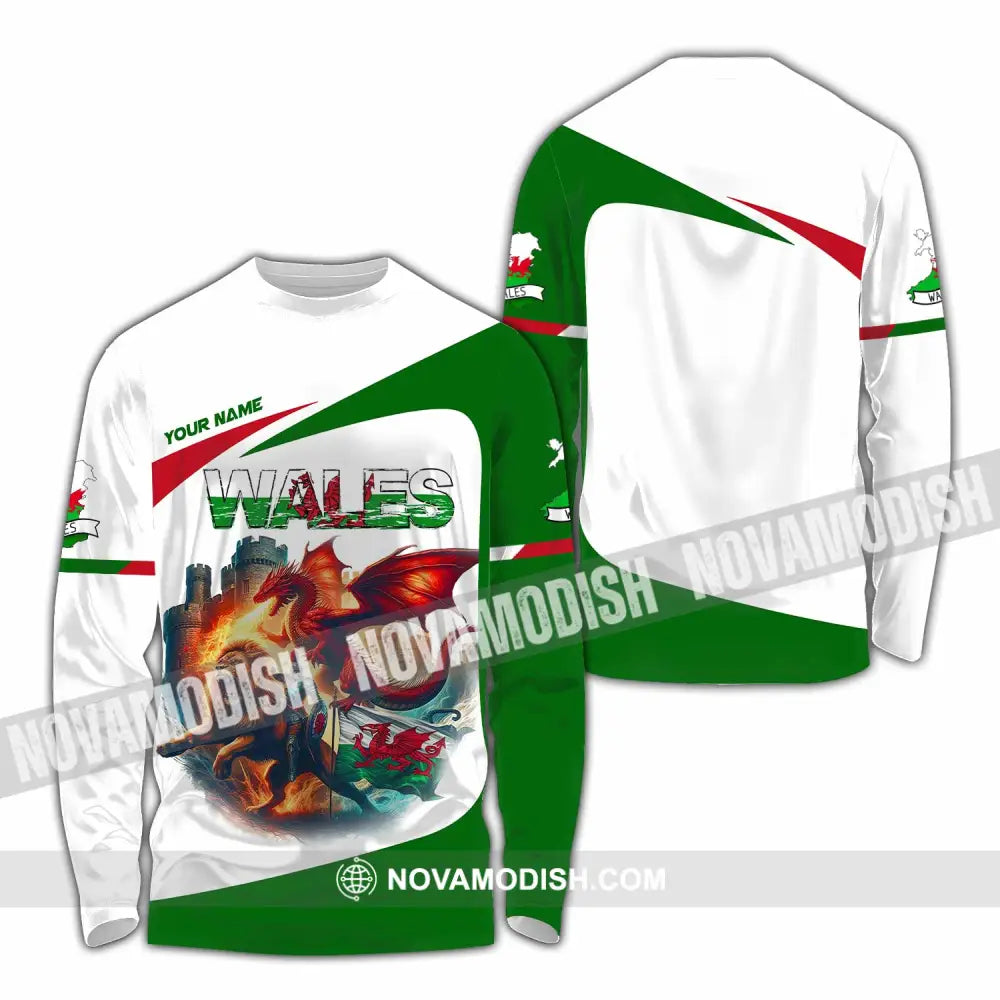Unisex Shirt - Custom Wales Shirt Long Sleeve Shirt / S T-shirt