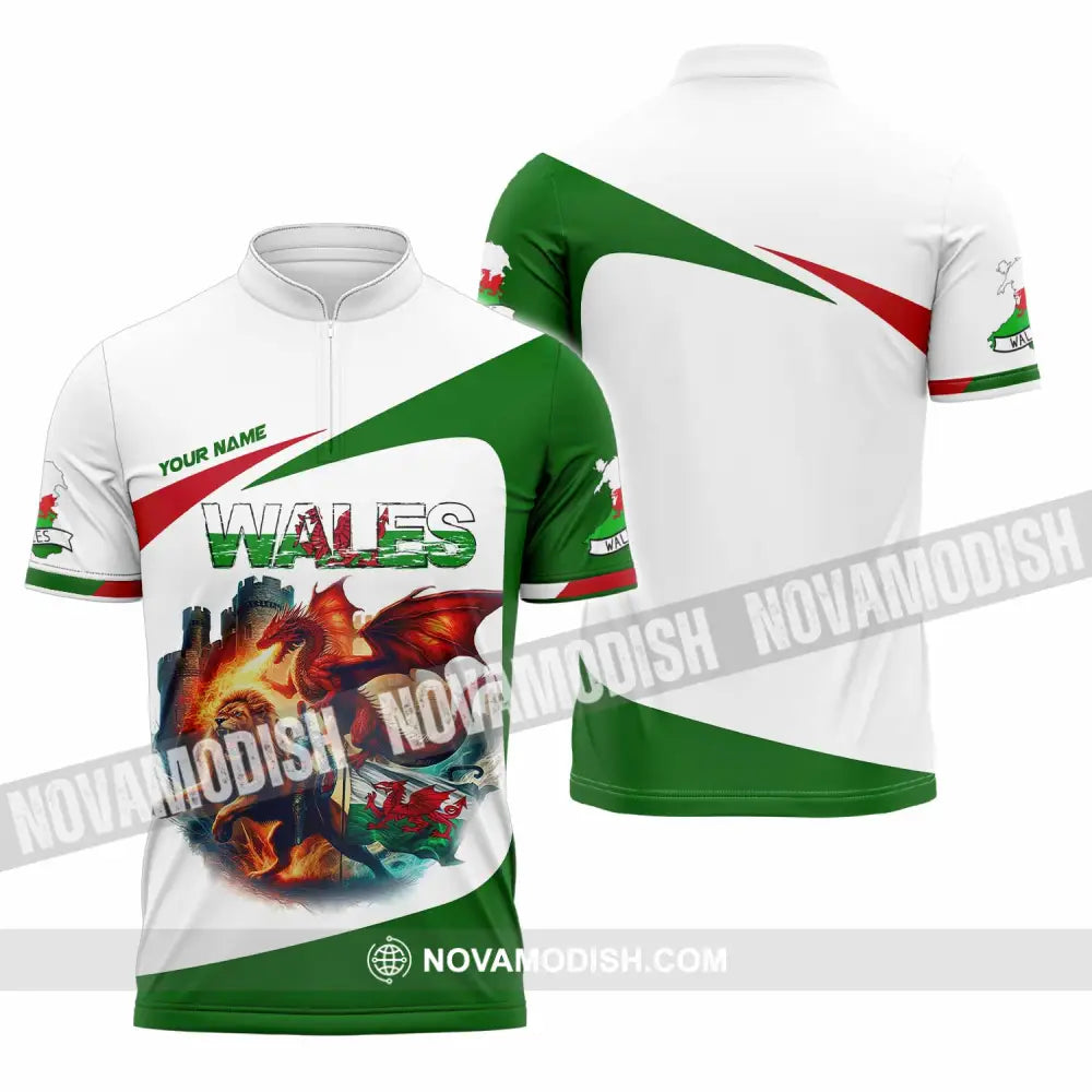 Unisex Shirt - Custom Wales Shirt Zipper Polo Shirt / S T-shirt