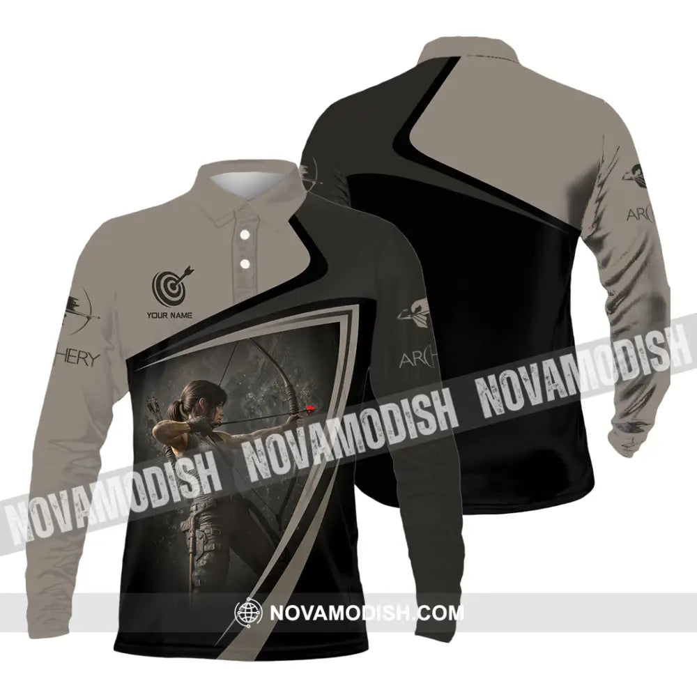 Unisex Shirt - Custom Warrior Archery Shirt Long Sleeve Polo / S T-shirt