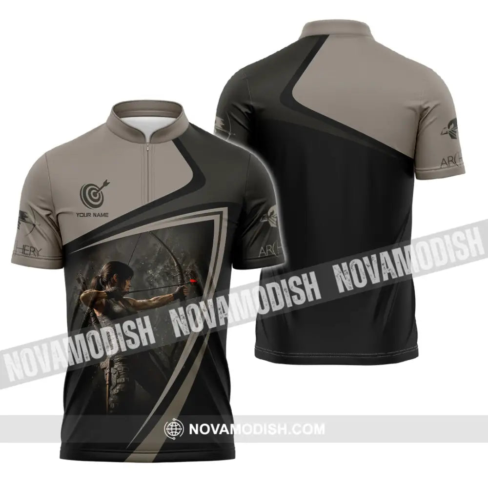Unisex Shirt - Custom Warrior Archery Shirt Zipper Polo Shirt / S T-shirt