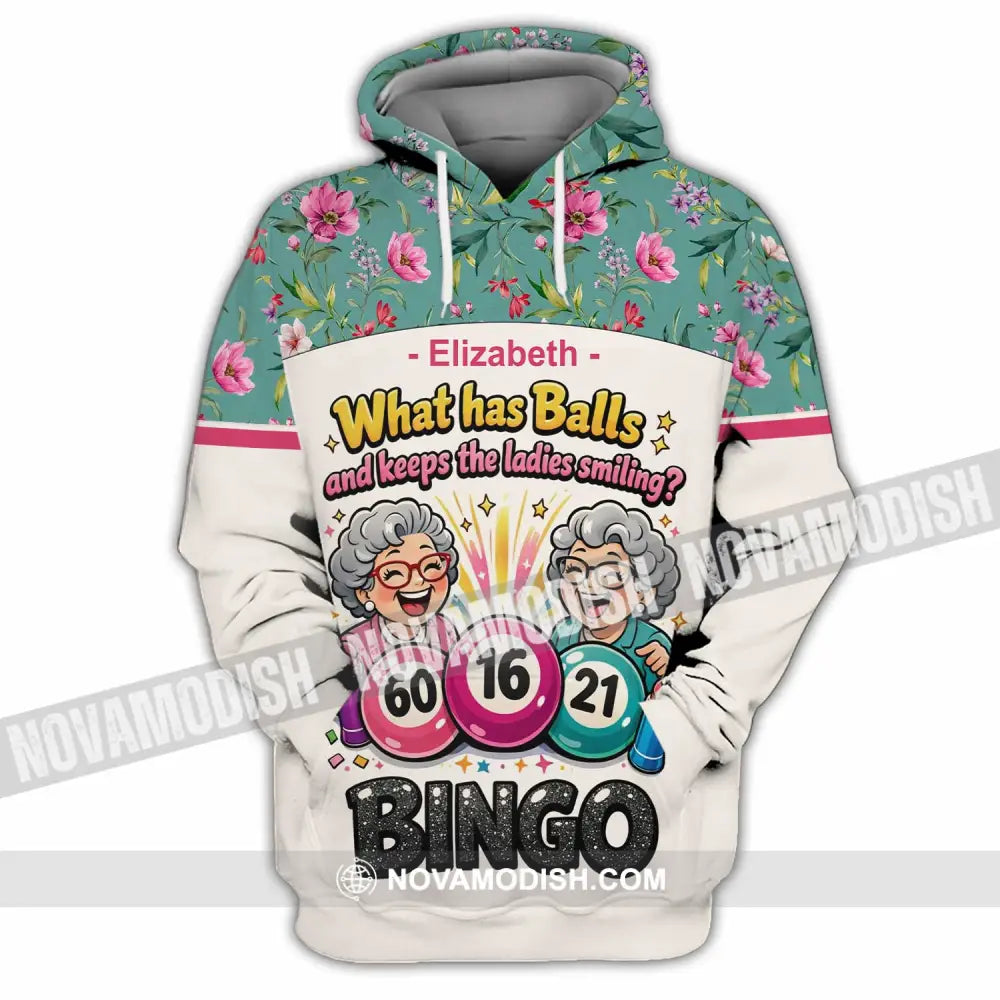 Unisex Shirt - Custom What Has Balls And Keeps The Ladies Smiling Bingo Shirt - Hoodie / S - T-shirt