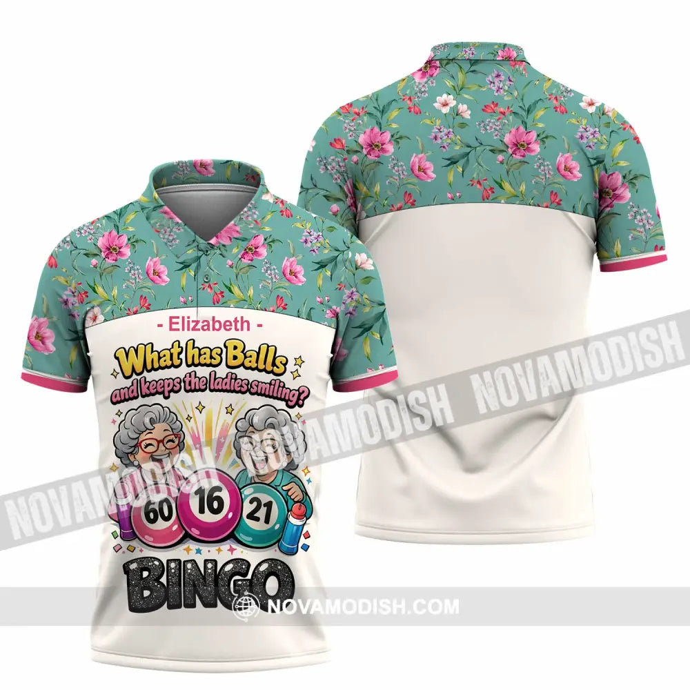 Unisex Shirt - Custom What Has Balls And Keeps The Ladies Smiling Bingo Shirt - Polo Shirt / S - T-shirt