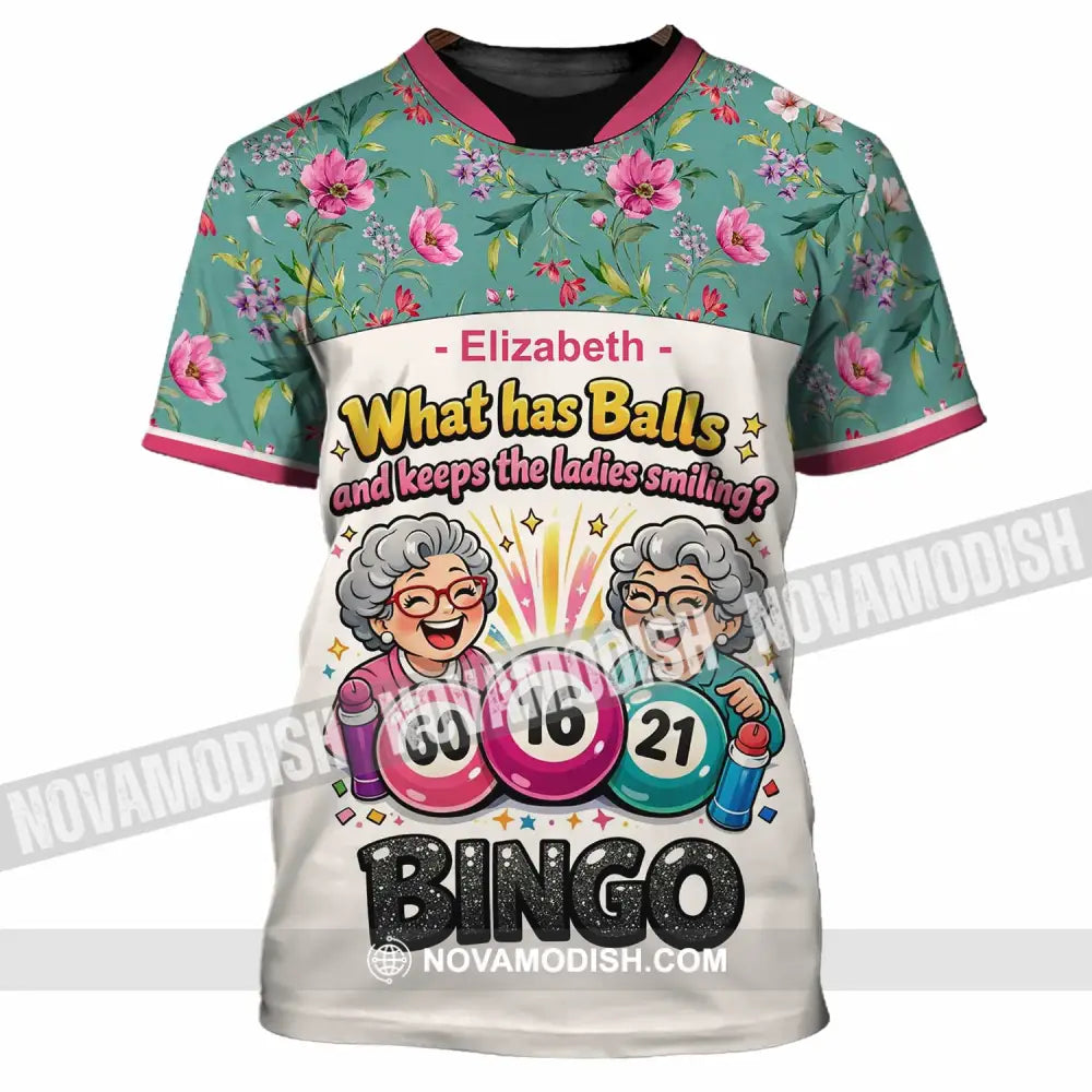 Unisex Shirt - Custom What Has Balls And Keeps The Ladies Smiling Bingo Shirt - T-Shirt / S - T-shirt