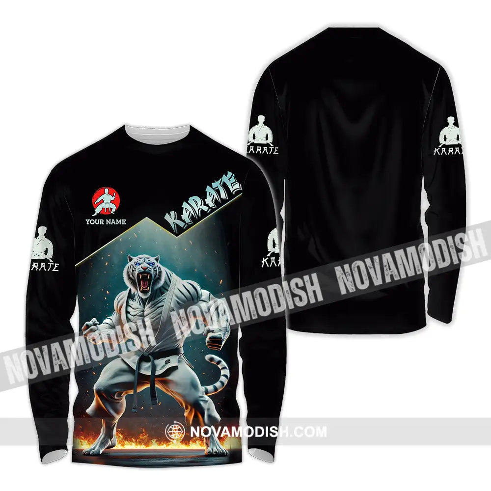 Unisex Shirt - Custom White Tiger Karate Sport Shirt Long Sleeve Shirt / S T-shirt