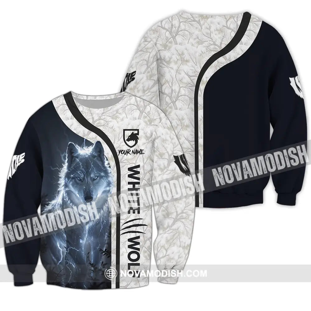 Unisex Shirt - Custom White Wolf 3D Shirt Long Sleeve / S T-shirt