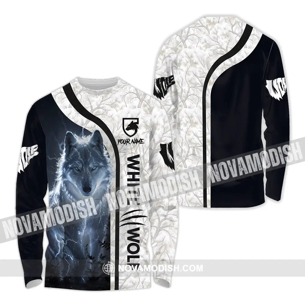 Unisex Shirt - Custom White Wolf 3D Shirt Long Sleeve Shirt / S T-shirt