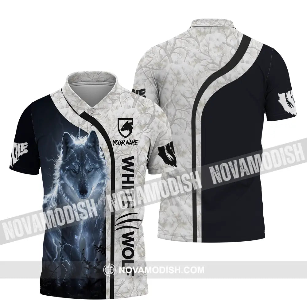Unisex Shirt - Custom White Wolf 3D Shirt Polo Shirt / S T-shirt