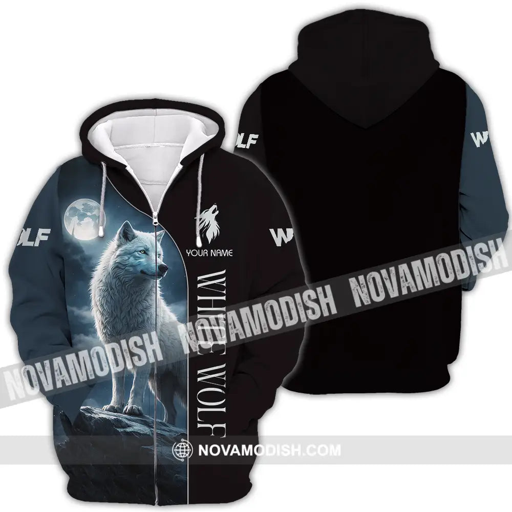 Unisex Shirt - Custom White Wolf 3D Shirt Zipper Hoodie / S T-shirt