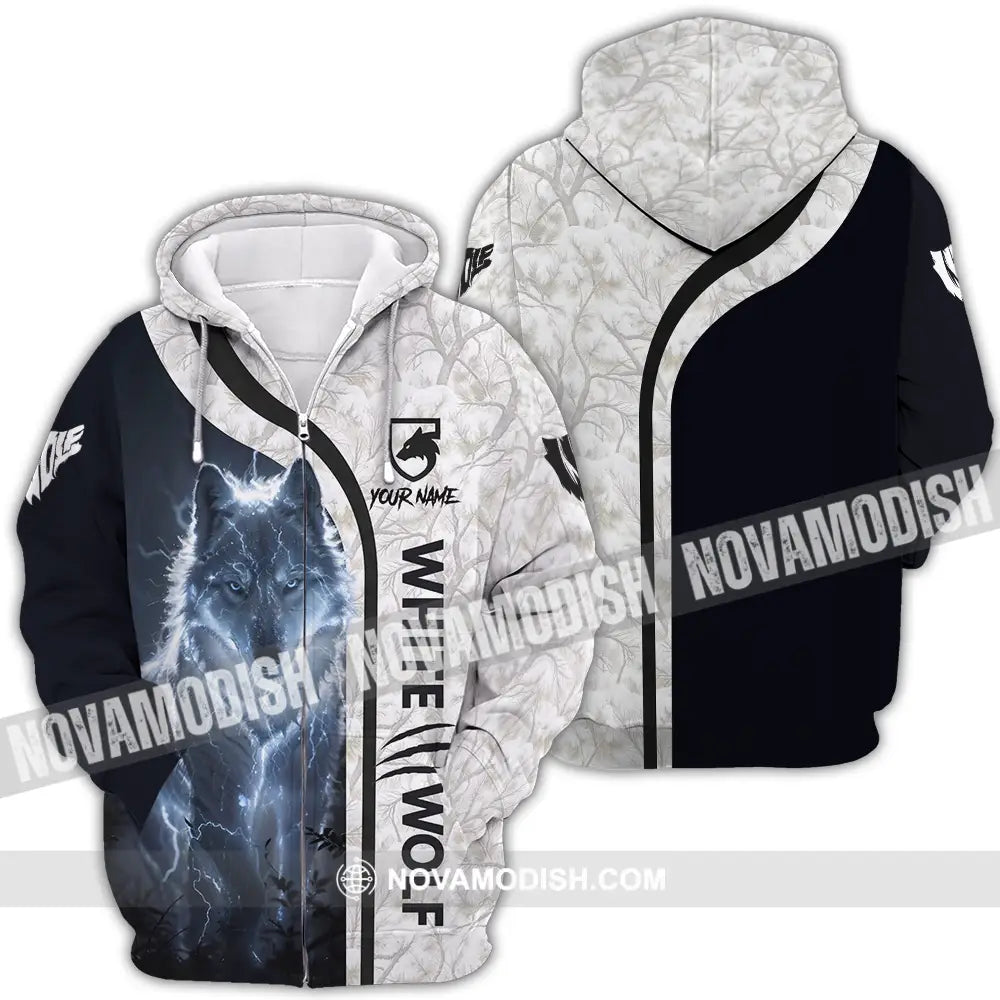 Unisex Shirt - Custom White Wolf 3D Shirt Zipper Hoodie / S T-shirt