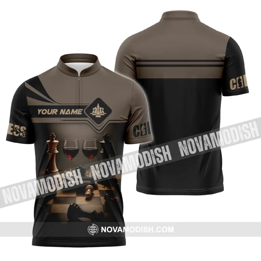 Unisex Shirt - Custom Wine Chess Shirt For Couple Zipper Polo Shirt / S T-shirt
