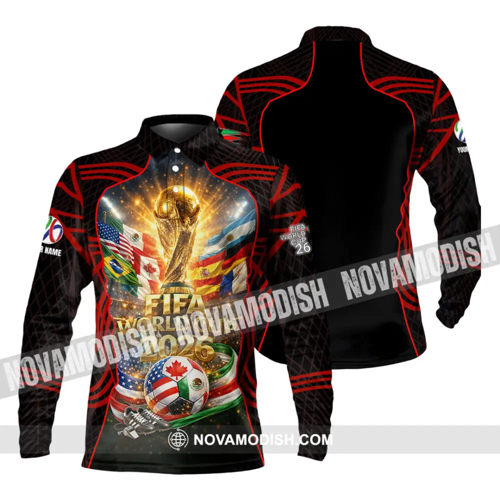 Unisex Shirt - Custom World Cup 2026 3D Shirt Long Sleeve Polo / S T-shirt