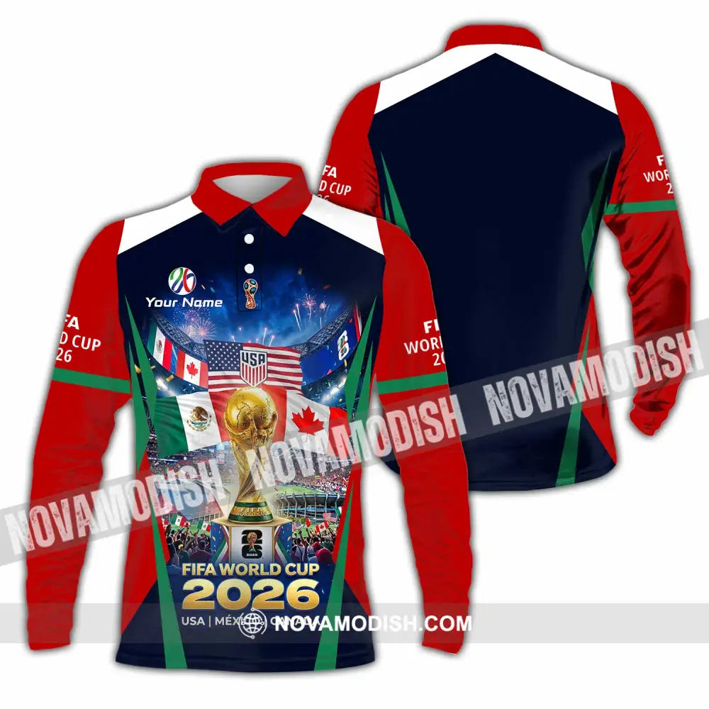 Unisex Shirt - Custom World Cup 2026 3D Shirt Long Sleeve Polo / S T-shirt
