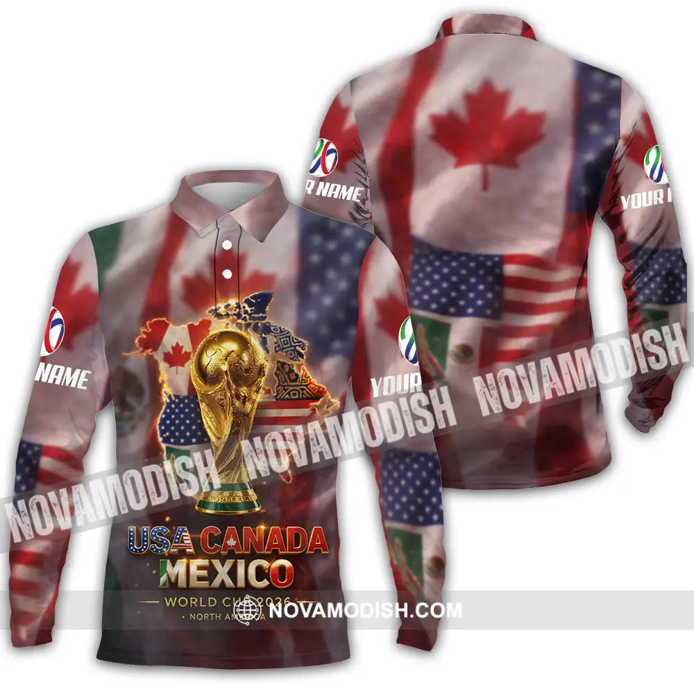 Unisex Shirt - Custom World Cup 2026 3D Shirt Long Sleeve Polo / S T-shirt