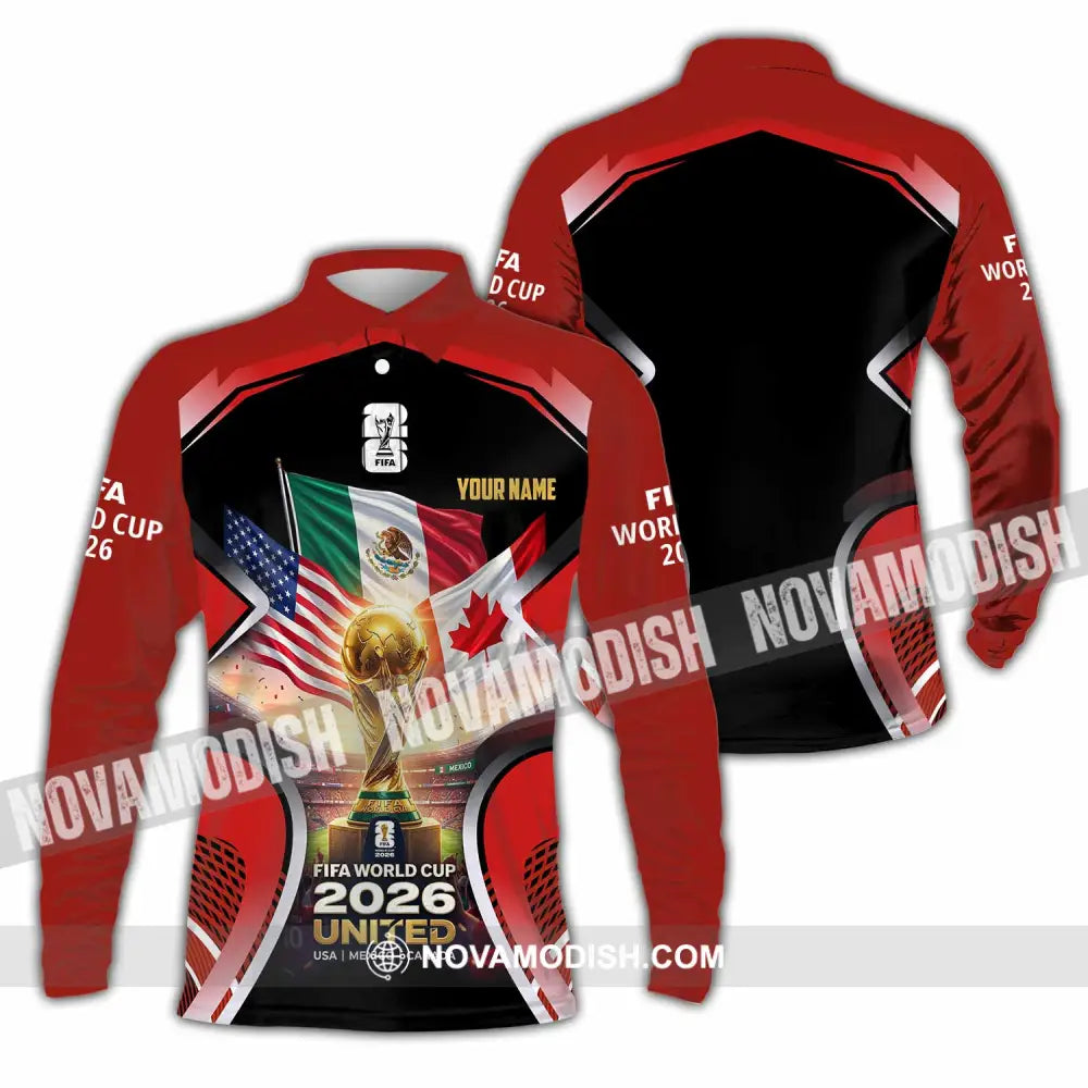 Unisex Shirt - Custom World Cup 2026 3D Shirt Long Sleeve Polo / S T-shirt