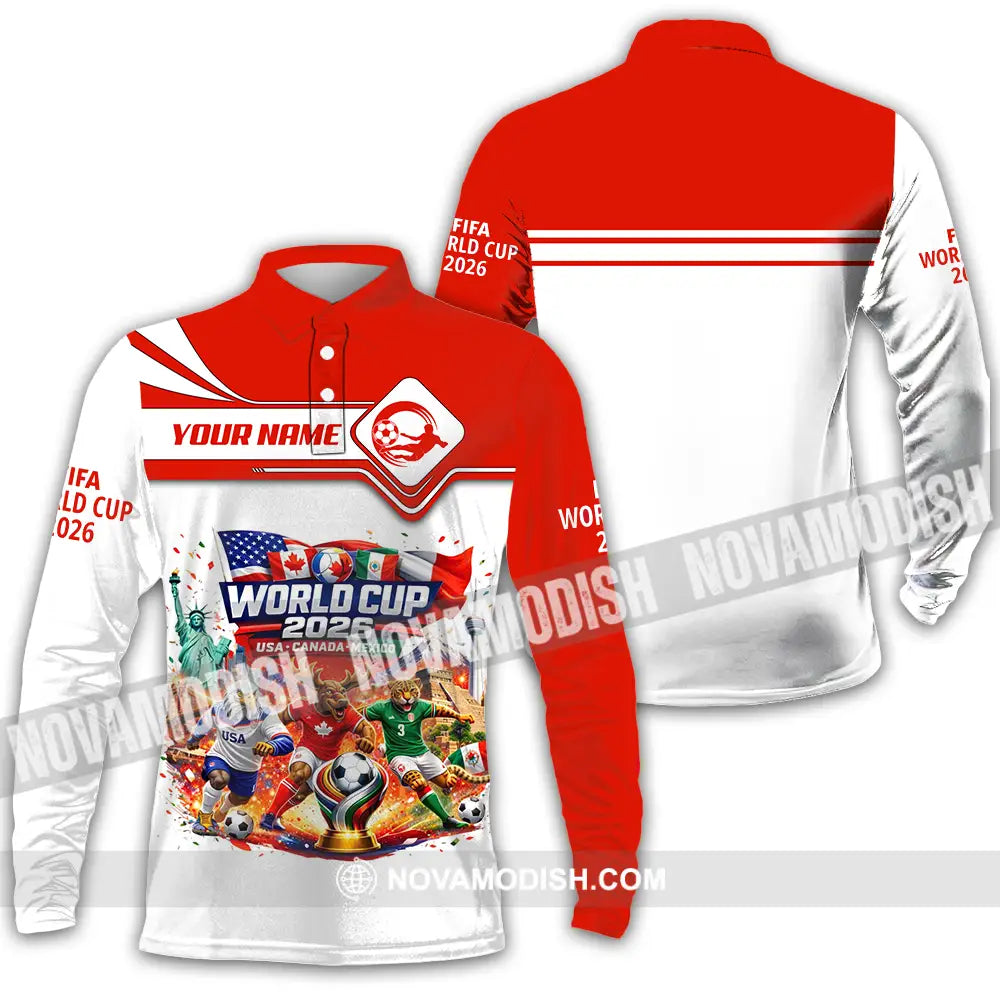 Unisex Shirt - Custom World Cup 2026 3D Shirt Long Sleeve Polo / S T-shirt