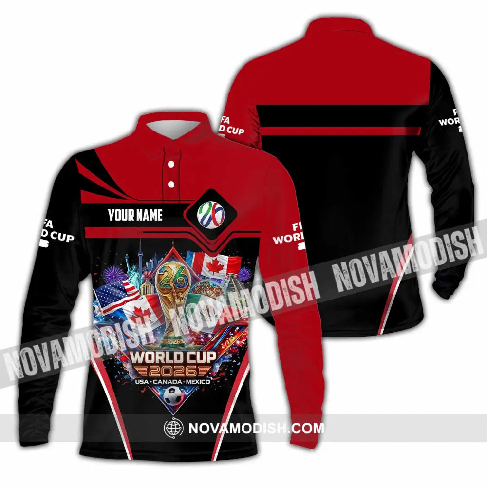 Unisex Shirt - Custom World Cup 2026 3D Shirt Long Sleeve Polo / S T-shirt
