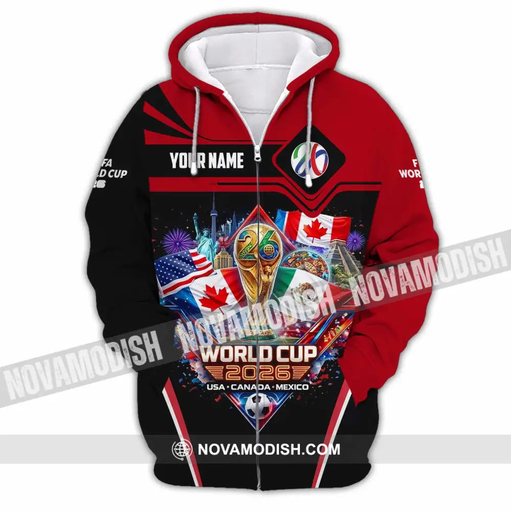 Unisex Shirt - Custom World Cup 2026 3D Shirt Zipper Hoodie / S T-shirt
