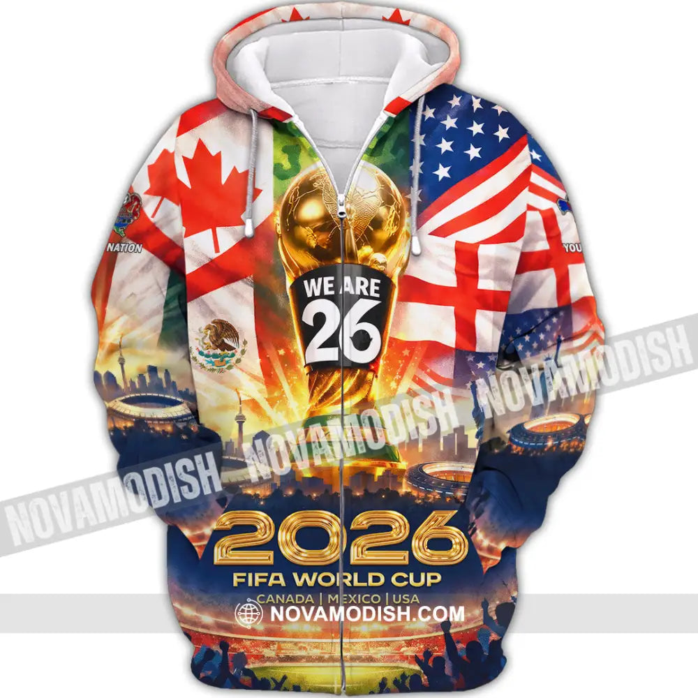 Unisex Shirt - Custom World Cup 2026 3D Shirt Zipper Hoodie / S T-shirt