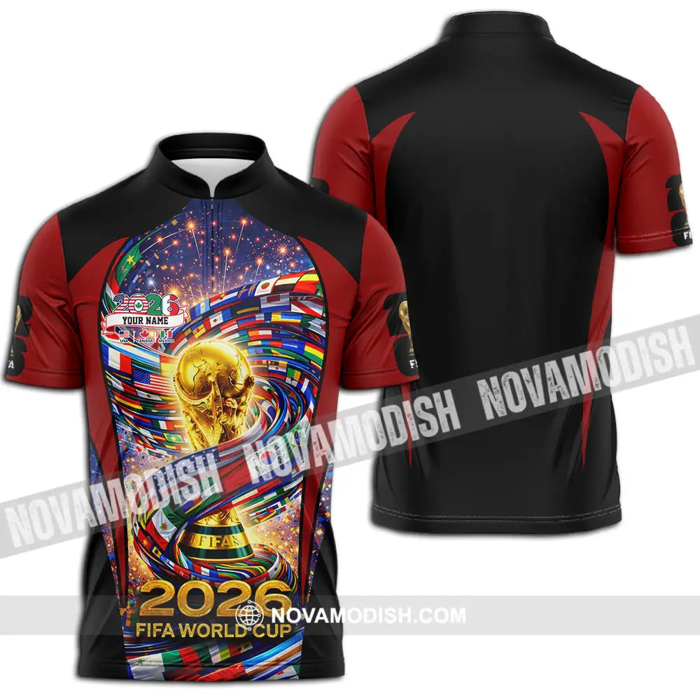 Unisex Shirt - Custom World Cup 2026 3D Shirt Zipper Polo Shirt / S T-shirt