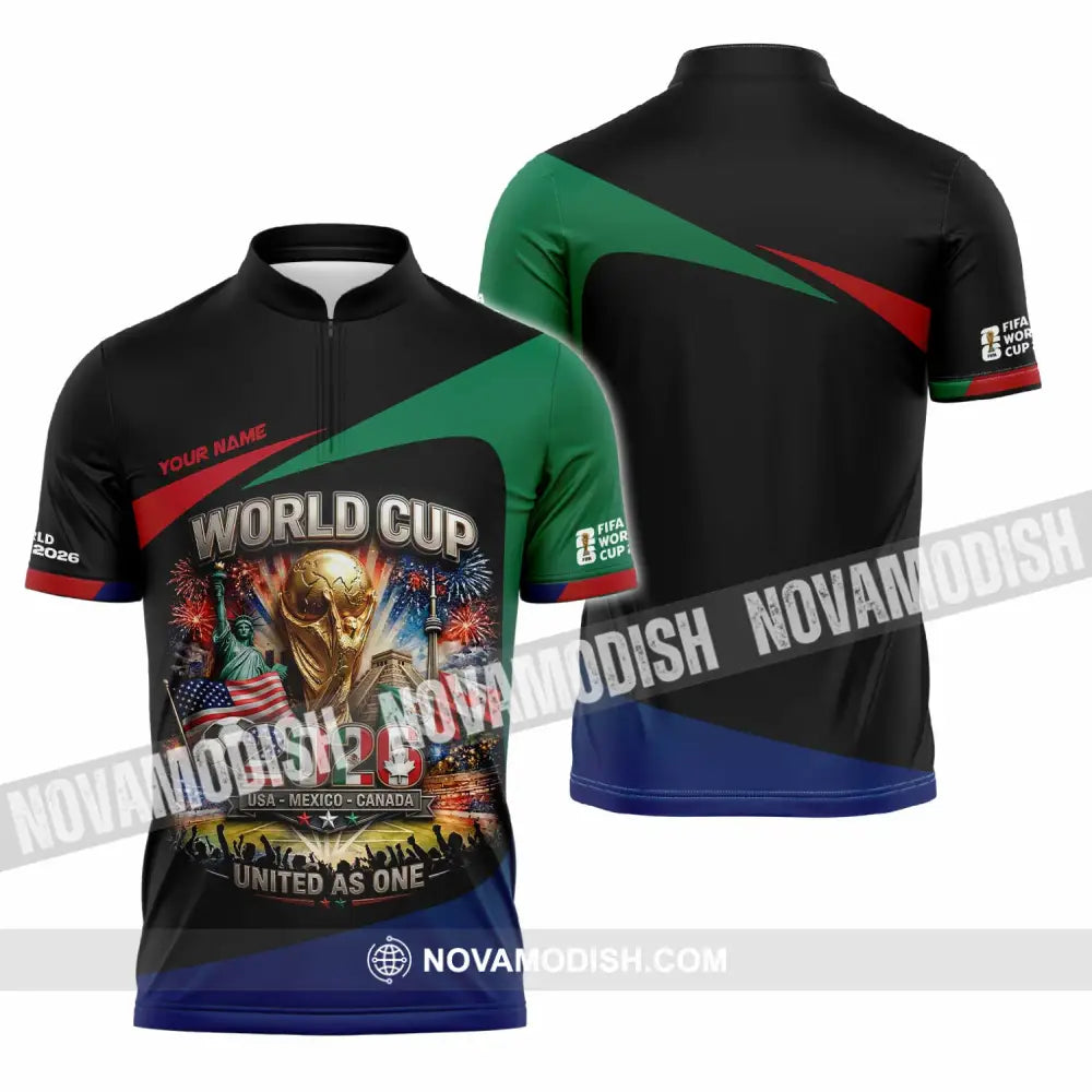 Unisex Shirt - Custom World Cup 2026 3D Shirt Zipper Polo Shirt / S T-shirt