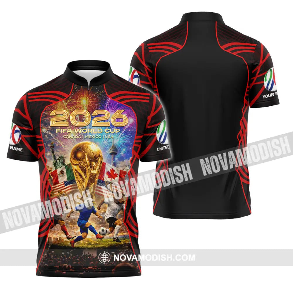 Unisex Shirt - Custom World Cup 2026 3D Shirt Zipper Polo Shirt / S T-shirt