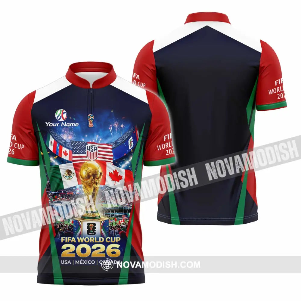 Unisex Shirt - Custom World Cup 2026 3D Shirt Zipper Polo Shirt / S T-shirt