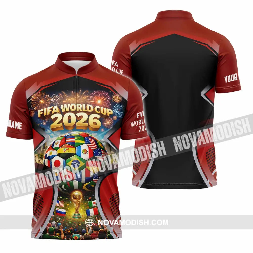 Unisex Shirt - Custom World Cup 2026 3D Shirt Zipper Polo Shirt / S T-shirt