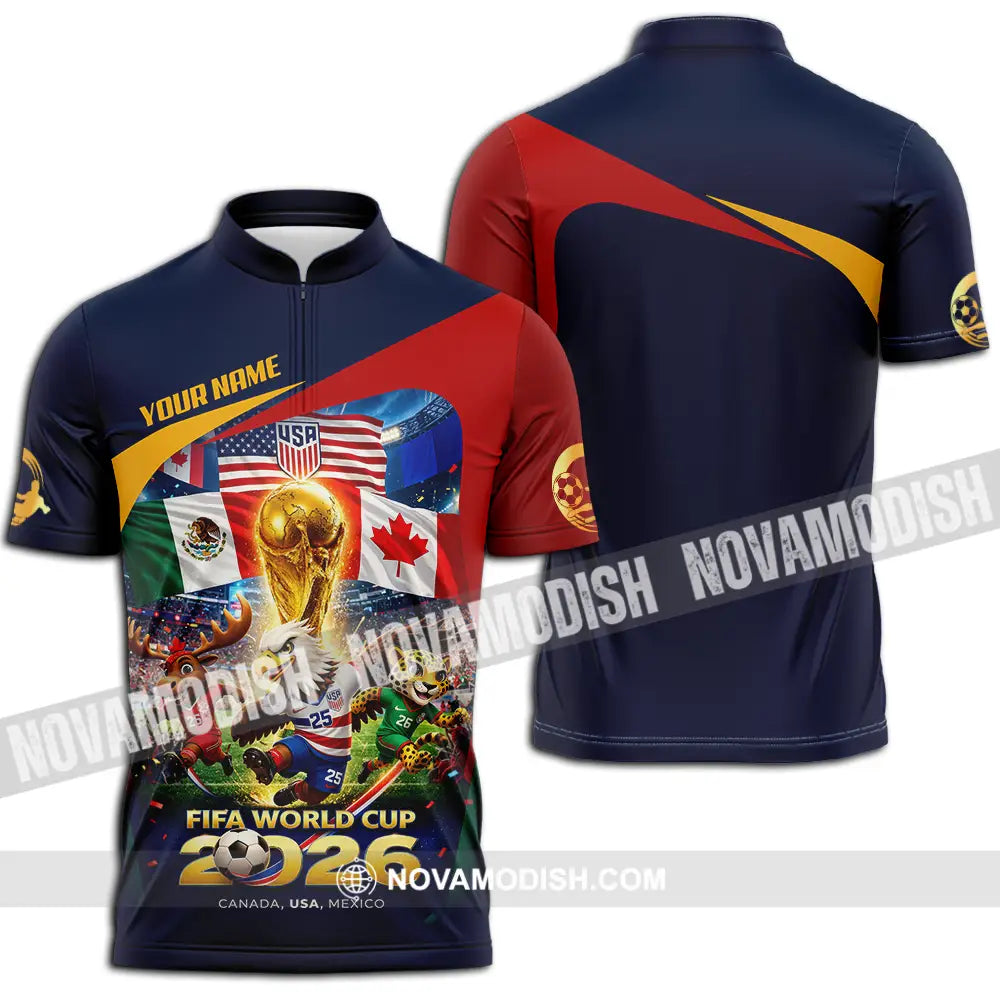 Unisex Shirt - Custom World Cup 2026 3D Shirt Zipper Polo Shirt / S T-shirt
