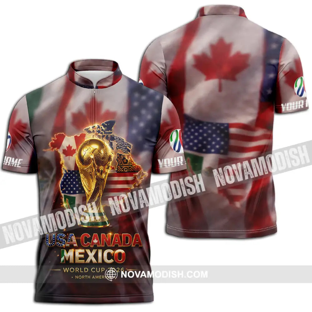 Unisex Shirt - Custom World Cup 2026 3D Shirt Zipper Polo Shirt / S T-shirt